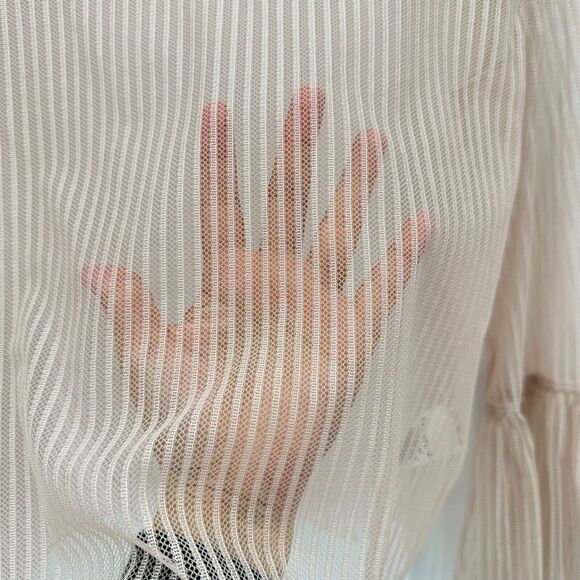 NWT Aritzia Babaton Humbert Blouse Womens XS‎ Sheer Lace Mesh Pink Coquette Boho - Picture 4 of 12